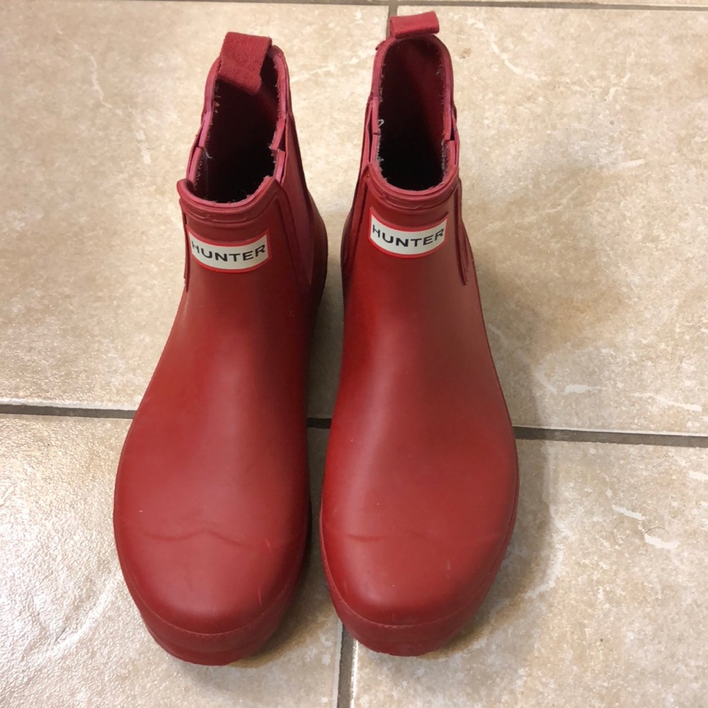 Red Hunter rain boots